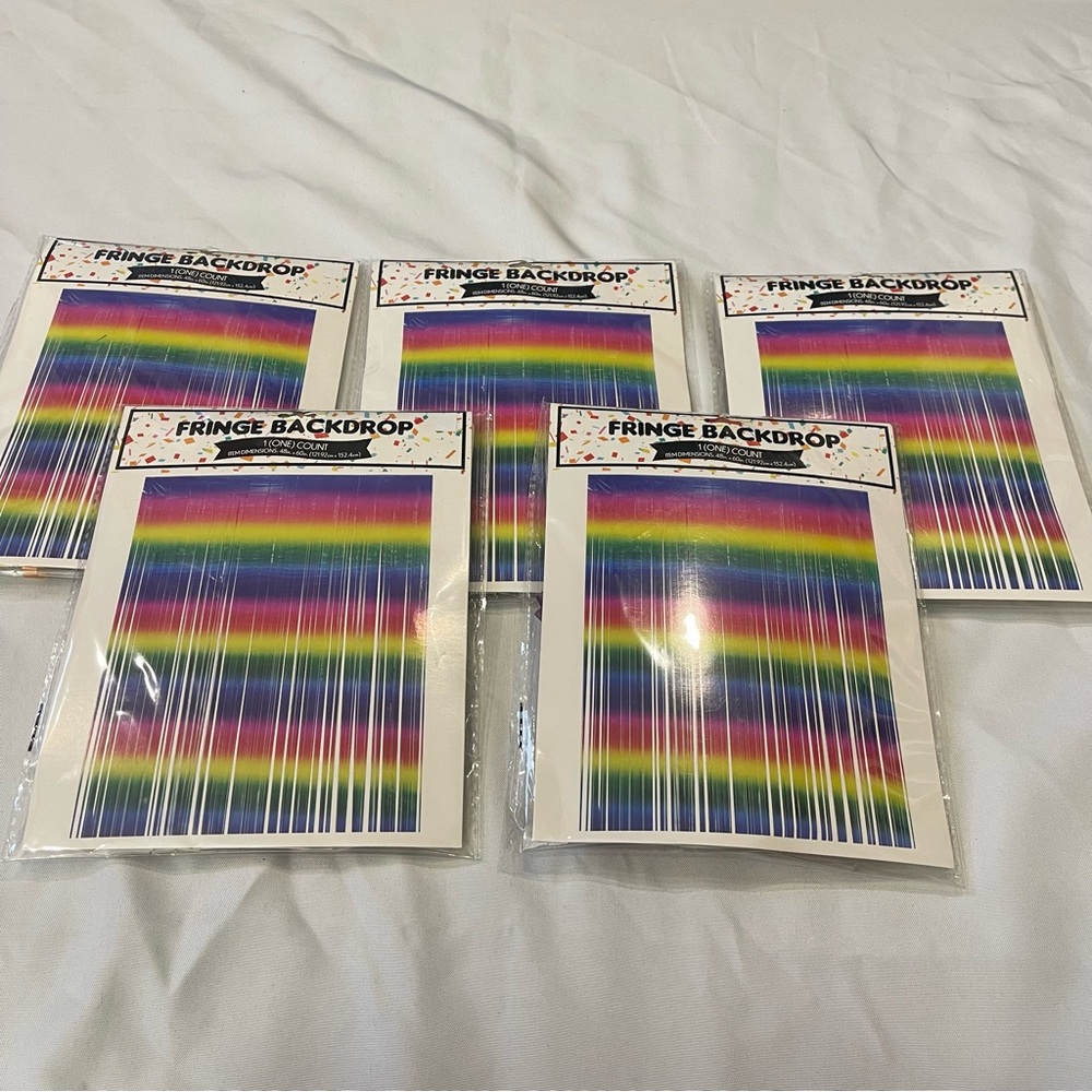 5 New Mylar Rainbow Fringe Curtain Photo Backdrop Party Birthday Gay Pride